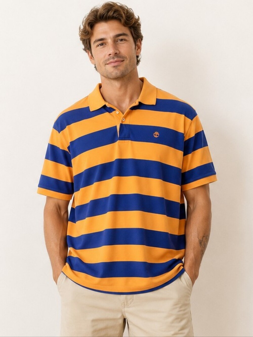 Timberland XL Rugby Stripe Polo Shirt 90s Preppy Skater Style
